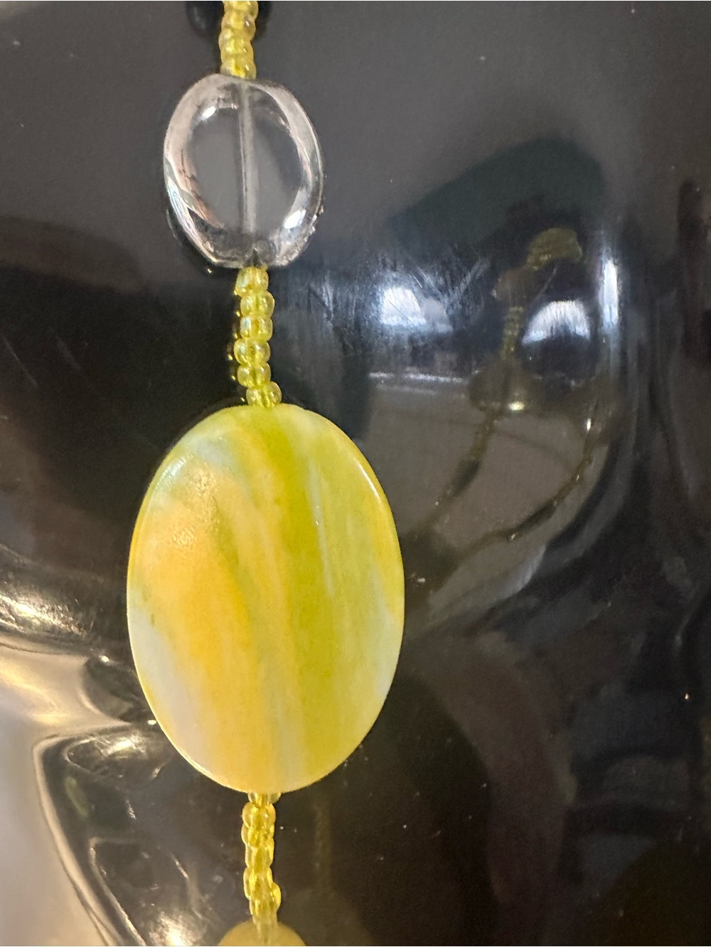 Handcrafted Yellow Beaded Long Necklace - Women Jewelry - Picture 3 of 3